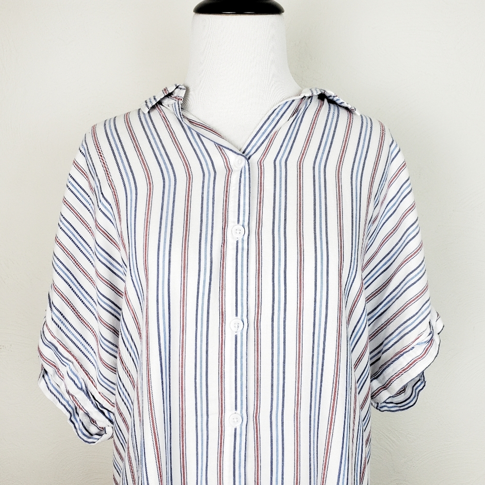 Beachlunchlounge Top Shirt Striped Boho Beach Summer Spring Coastal Neutral - Picture 3 of 10